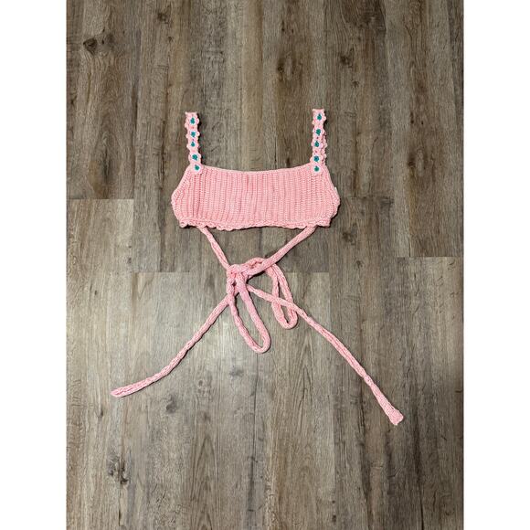 Agua Bendita Women's Knit Albany Java Pink Crop Top Size Small - Picture 1 of 9